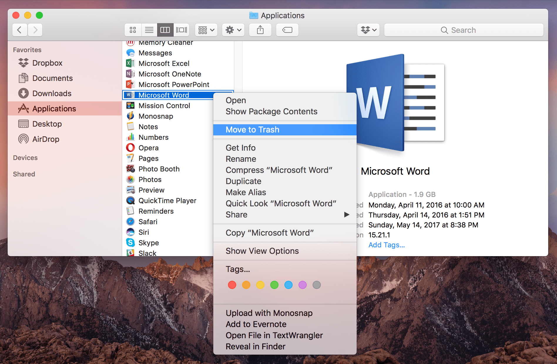 Delete a Word on Mac
